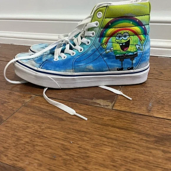 SpongeBob Vans High-Top Sneakers - Blue and Yellow - Picture 2 of 7